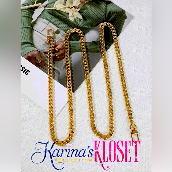 💕Gold Crossbody Purse Strap Replacement Chain 💕 Shoulder Strap, Unbranded 💕 - Picture 2 of 5